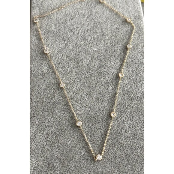 Gold-Plated Necklace With Round Crystal Stations & Lobster Clasp - Picture 4 of 6